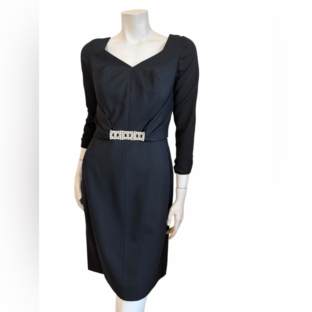 50s60s Lilli Diamond of CA Original Black  Cocktail Dress Rhinestone Accent